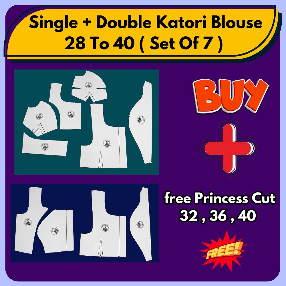 Single + Double Katori Blouse Ready Paper Cutting Patterns With Book In Waterproof Leminated Art Papers By Dileep Tailors |