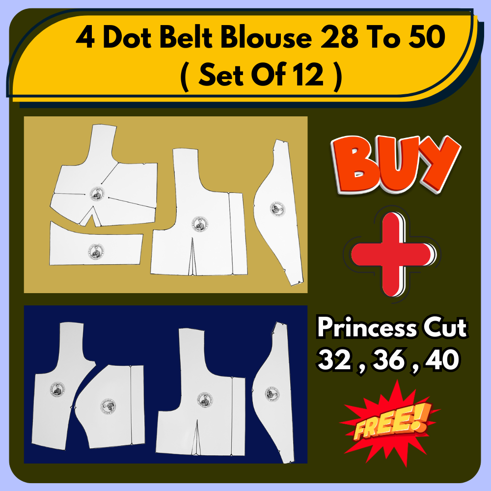 4 Dot Belt Blouse Ready Paper Cutting Set With Book In Waterproof Leminated Art Papers By Dileep Tailors |