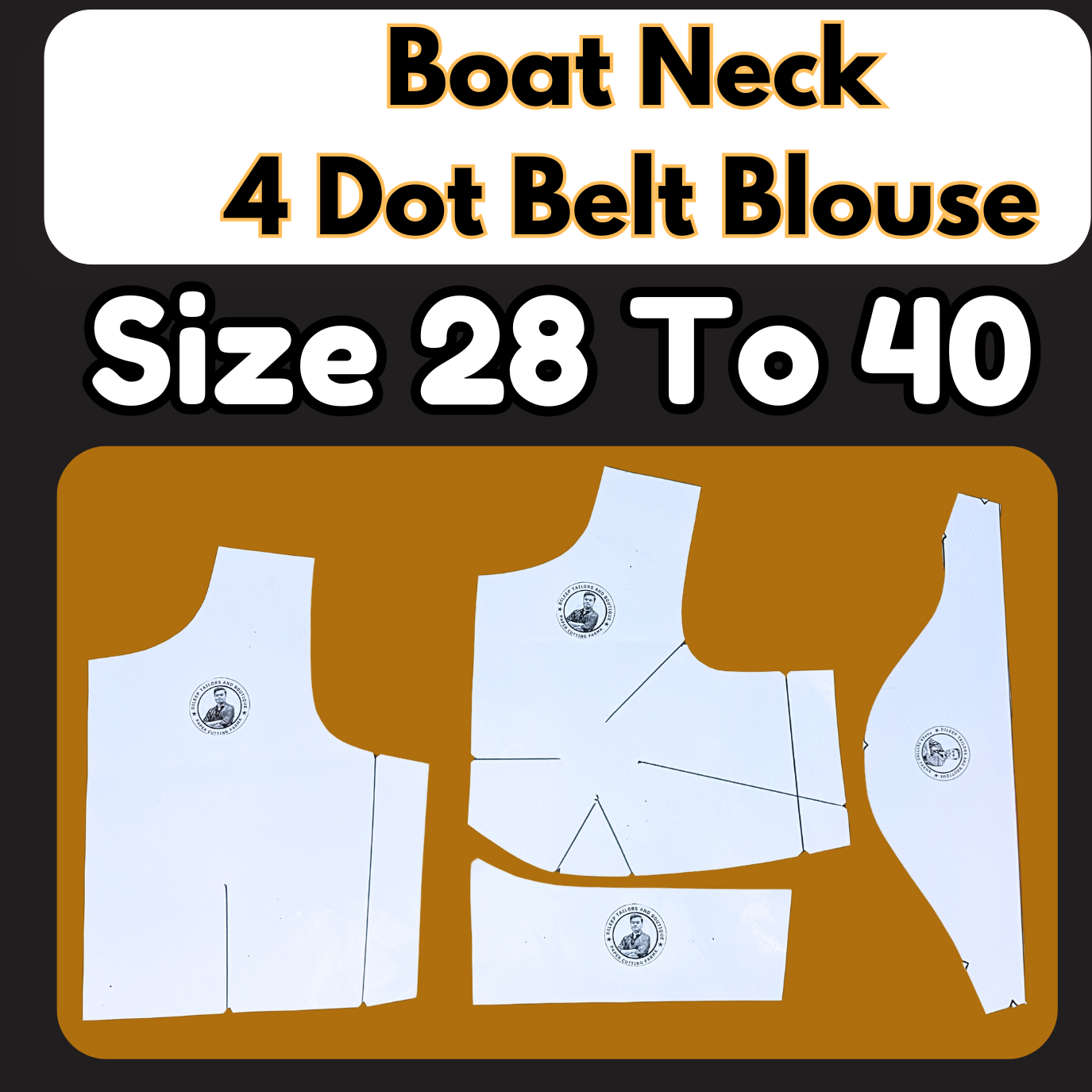 Boat Neck 4 Dot Belt Blouse Ready Paper Cutting With Book | Leminated Water Proof Paper Cutting |