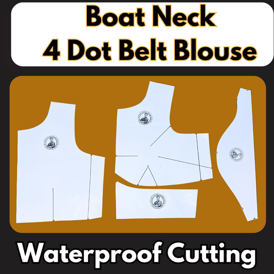 Boat Neck 4 Dot Belt Blouse Ready Paper Cutting With Book | Leminated Water Proof Paper Cutting |