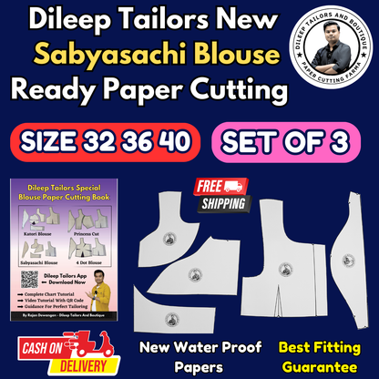 Sabyasachi Blouse Ready Paper Cutting Set With Book In Waterproof Leminated Art Paper By Dileep Tailors |