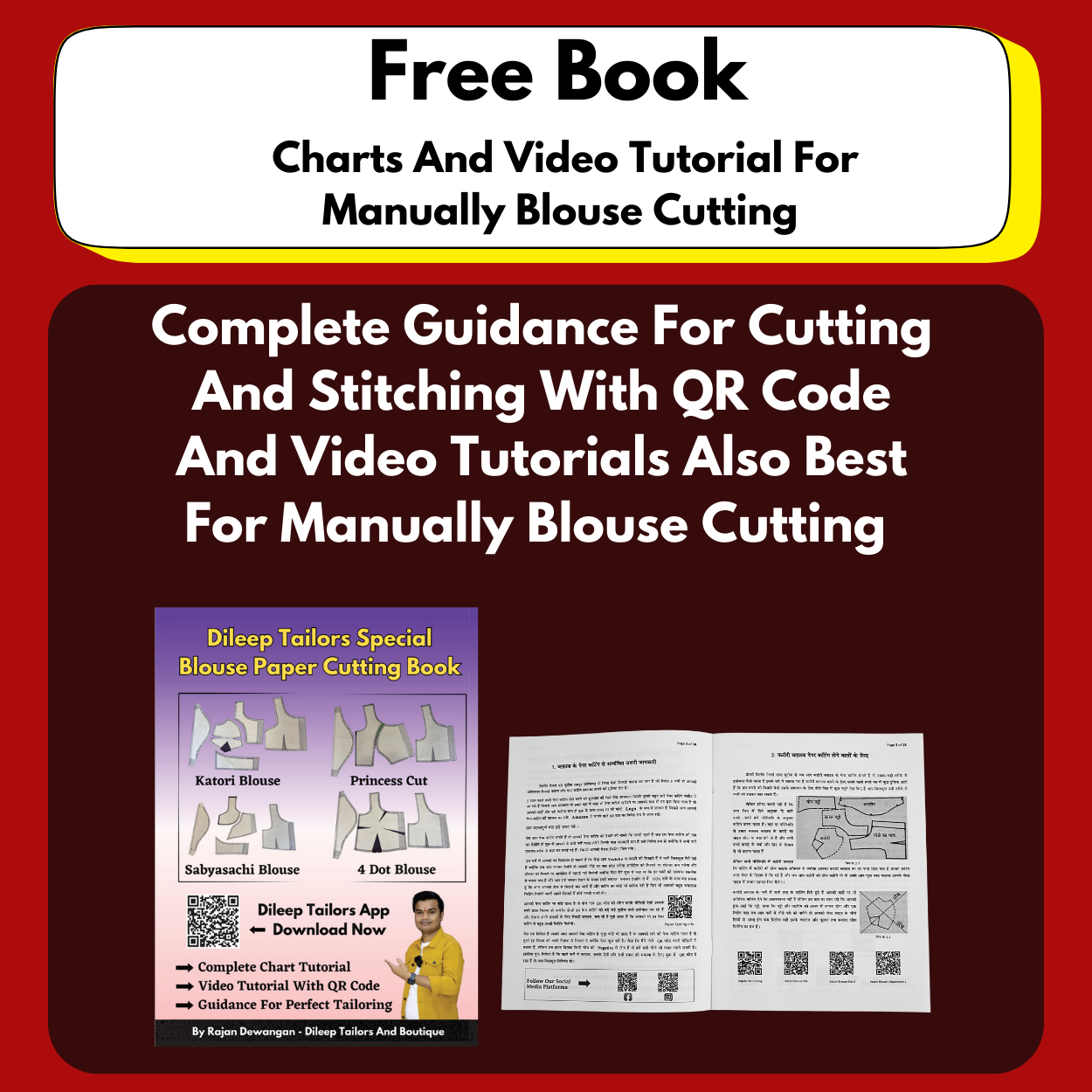 Single Size 4 In 1 Blouse Combo Paper Cutting Set With 3 Type Sleeve And Free Book |