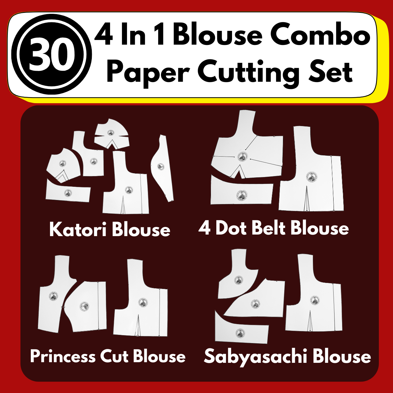 Single Size 4 In 1 Blouse Combo Paper Cutting Set With 3 Type Sleeve And Free Book |