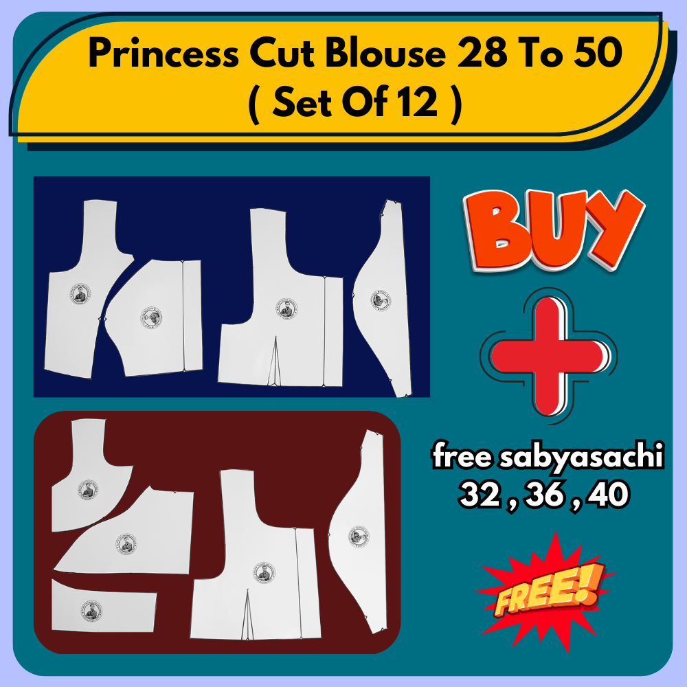 Princess Cut Blouse Ready Paper Cutting Set With Book In Waterproof Leminated Art Paper By Dileep Tailors |