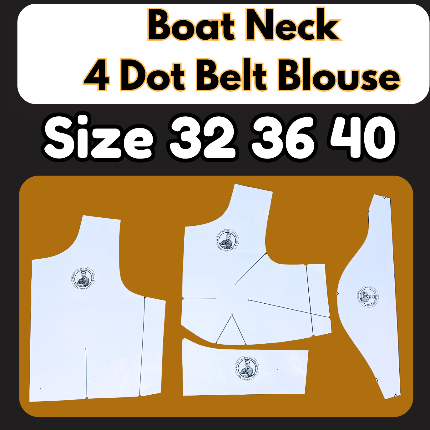 Boat Neck 4 Dot Belt Blouse Ready Paper Cutting With Book | Leminated Water Proof Paper Cutting |