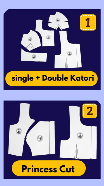 Single Size Blouse 8 Patterns With Book And Free Princess Cut 3 Patterns( 32 36 40 )| Waterproof Leminated Papers With 100% Fitting Guarentee |