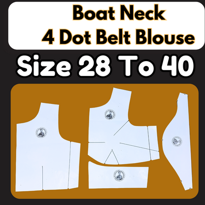 Boat Neck 4 Dot Belt Blouse Ready Paper Cutting With Book | Leminated Water Proof Paper Cutting |