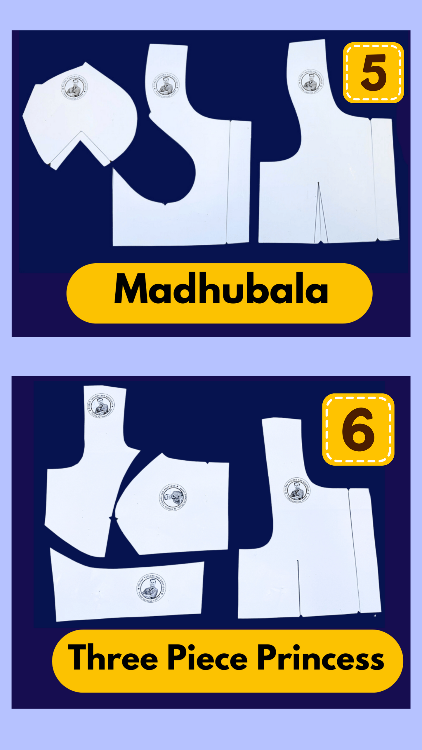 Single Size Blouse 8 Patterns With Book And Free Princess Cut 3 Patterns( 32 36 40 )| Waterproof Leminated Papers With 100% Fitting Guarentee |