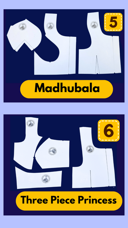 Single Size Blouse 8 Patterns With Book And Free Princess Cut 3 Patterns( 32 36 40 )| Waterproof Leminated Papers With 100% Fitting Guarentee |